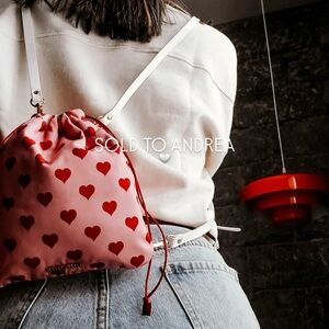 Miu Miu Pink Heart Drawstring Backpack